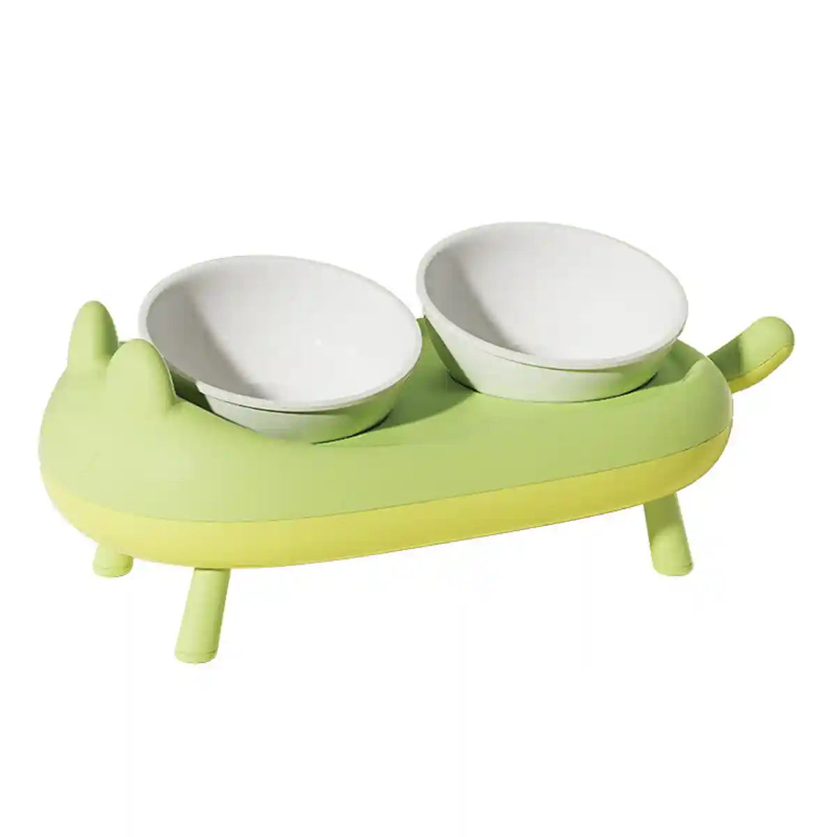 Pet Ceramic Bowl Double Feeder With Tilted Stand