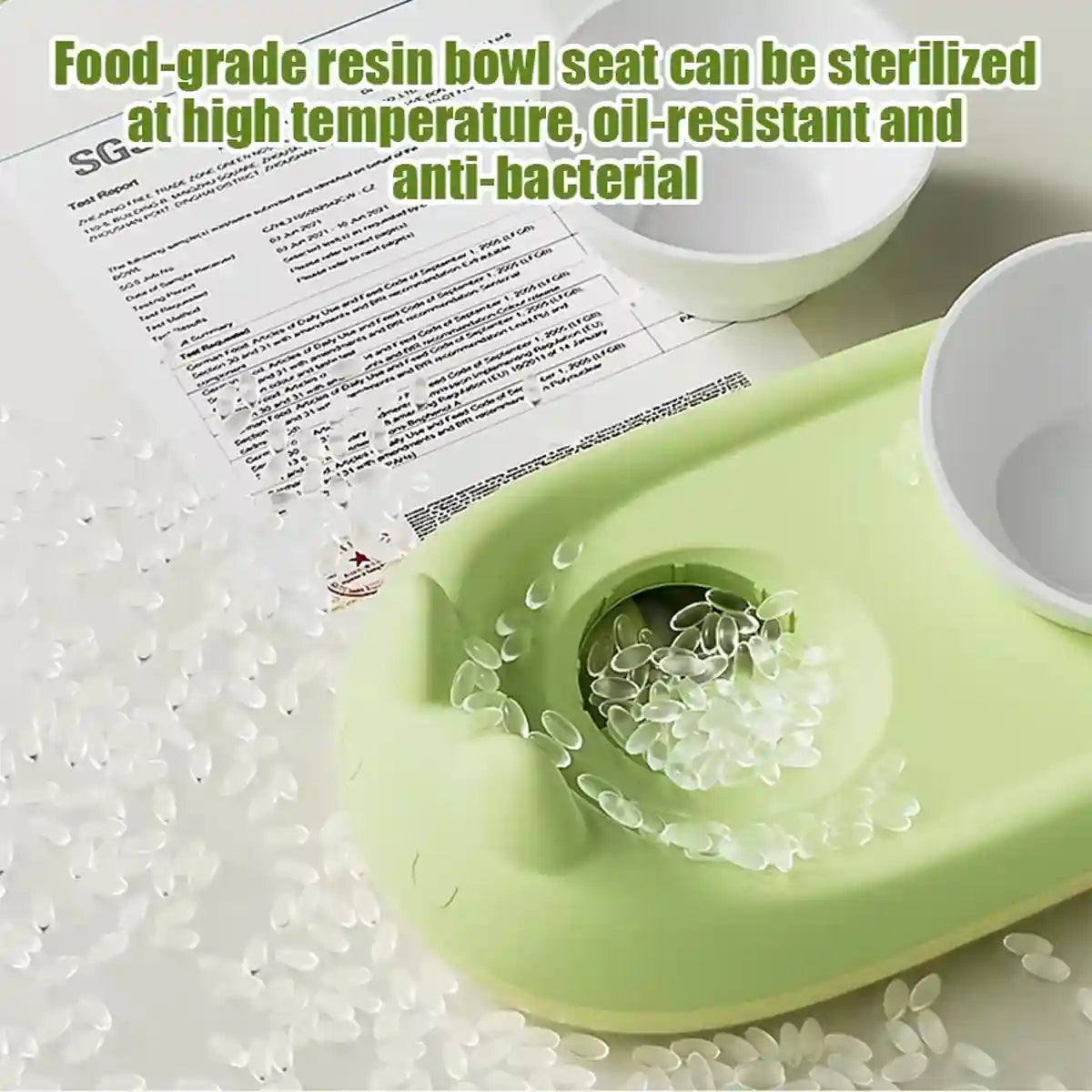 Pet Ceramic Bowl Double Feeder With Tilted Stand