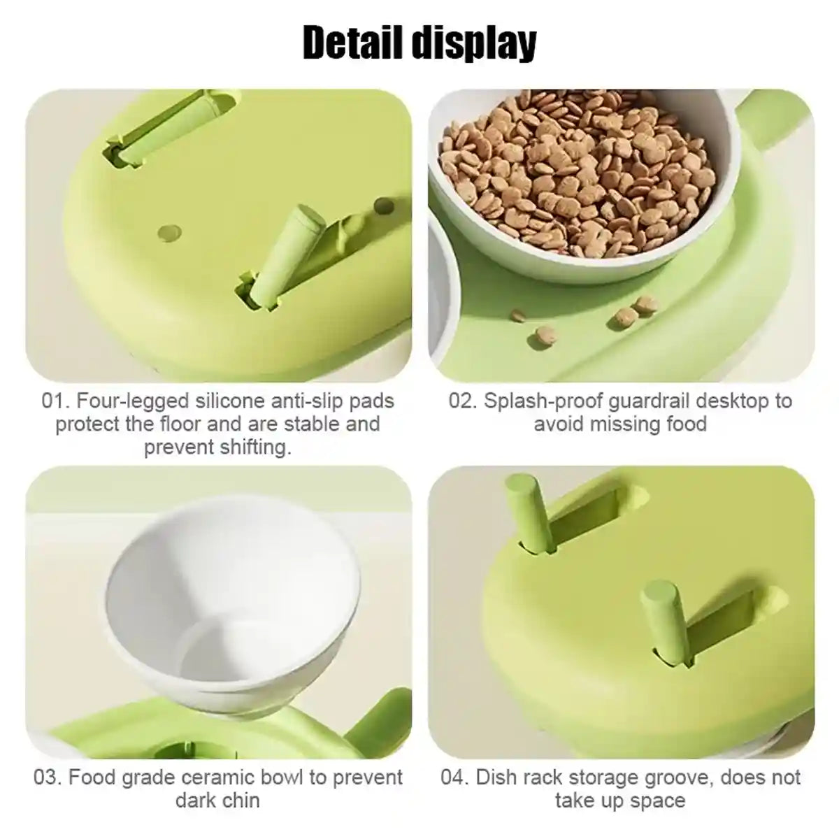 Pet Ceramic Bowl Double Feeder With Tilted Stand