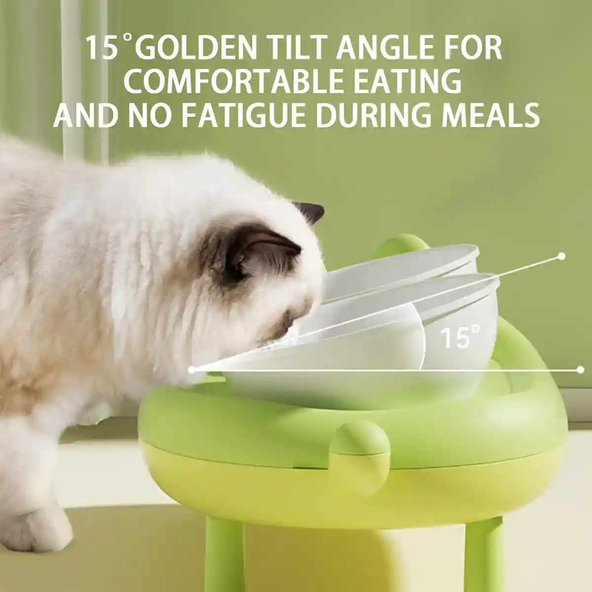 Pet Ceramic Bowl Double Feeder With Tilted Stand