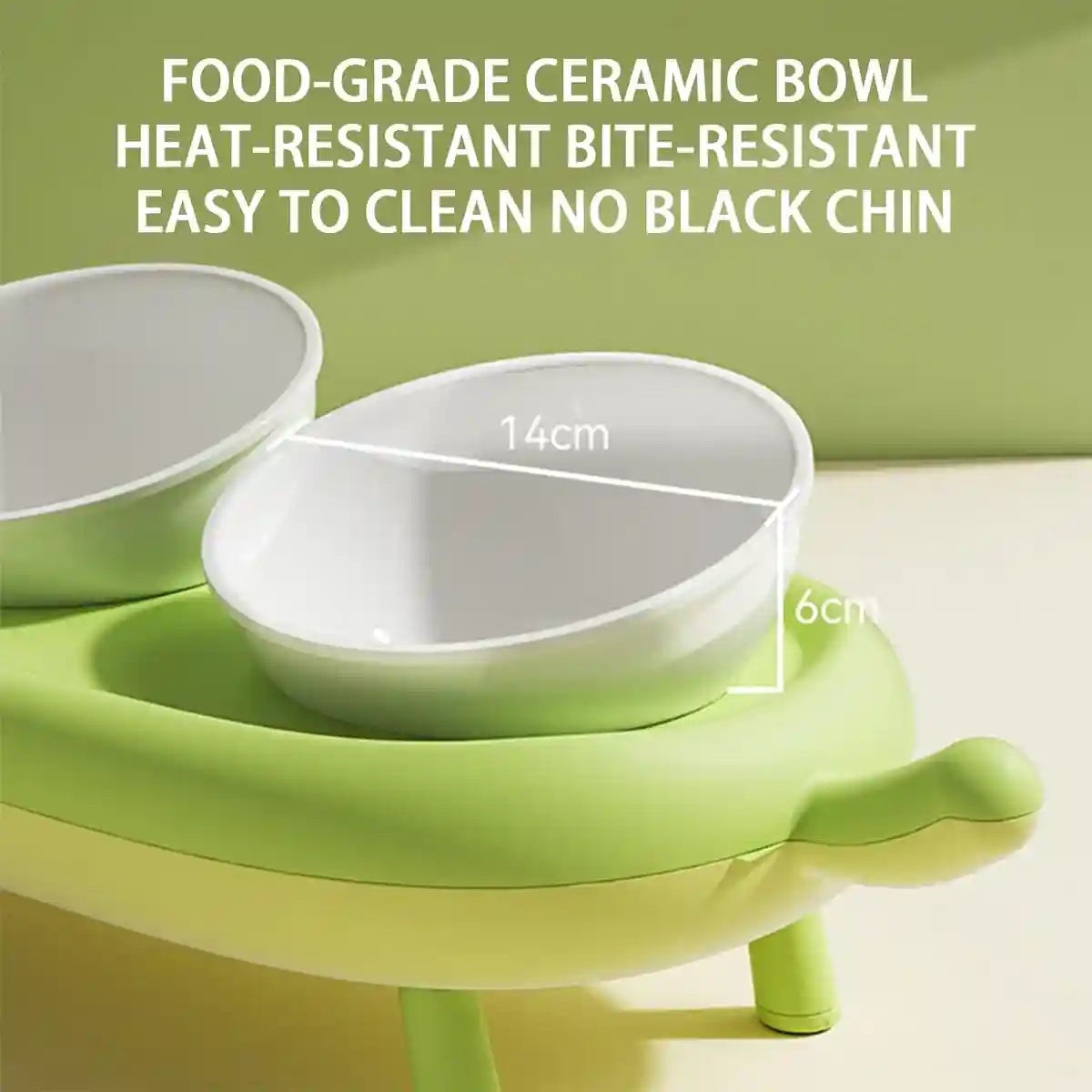 Pet Ceramic Bowl Double Feeder With Tilted Stand