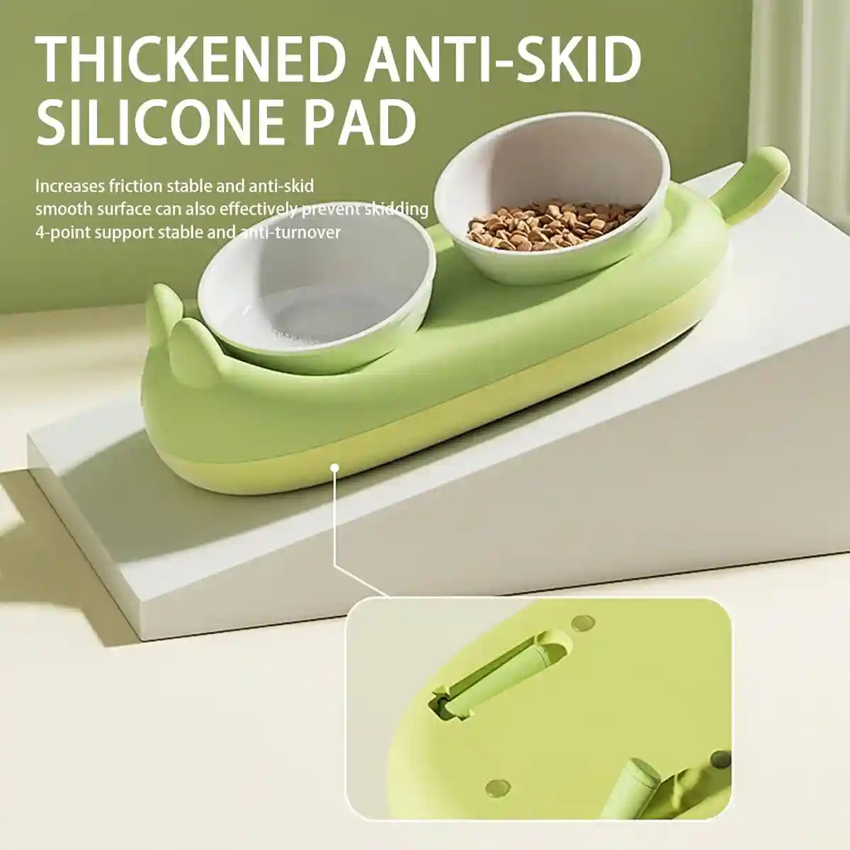 Pet Ceramic Bowl Double Feeder With Tilted Stand