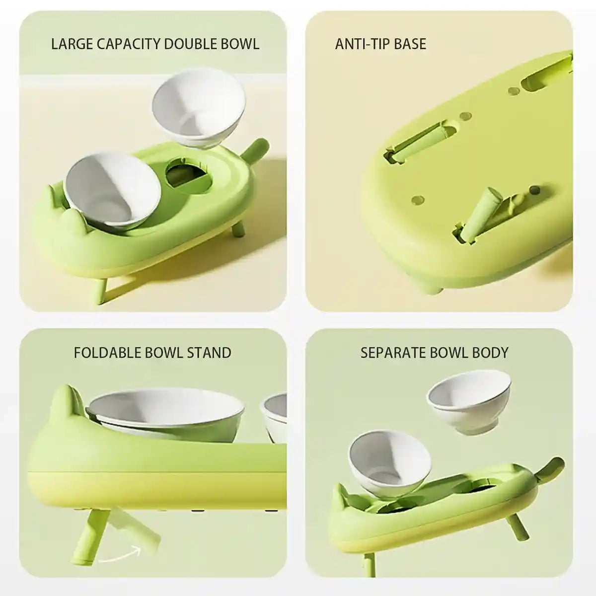 Pet Ceramic Bowl Double Feeder With Tilted Stand