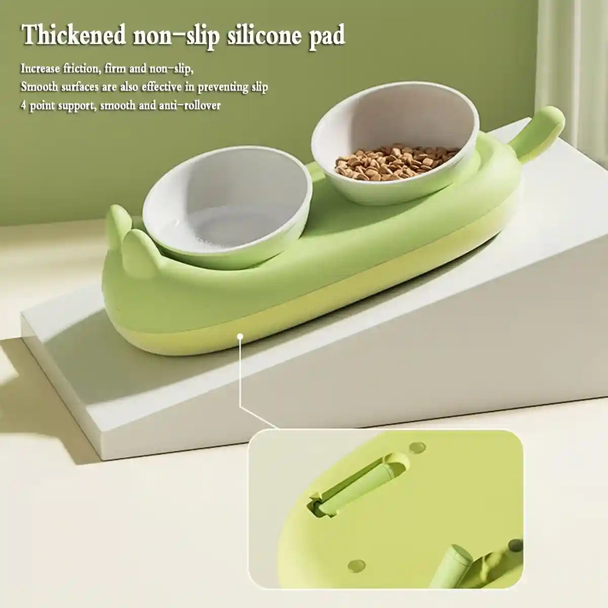 Pet Ceramic Bowl Double Feeder With Tilted Stand