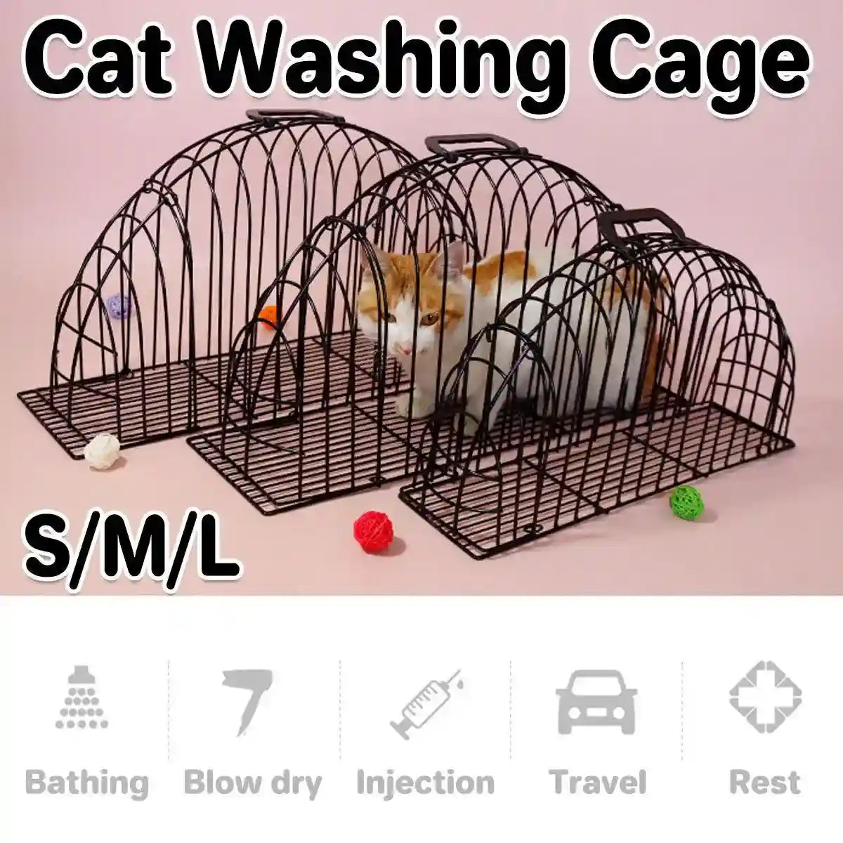 Metal cat cage for grooming and bathing