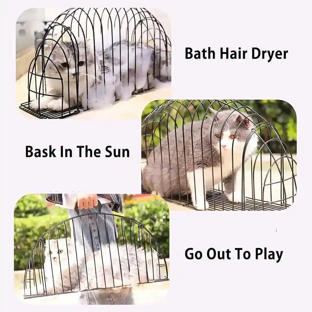 Secure Metal Cat Cage for Grooming and Travel