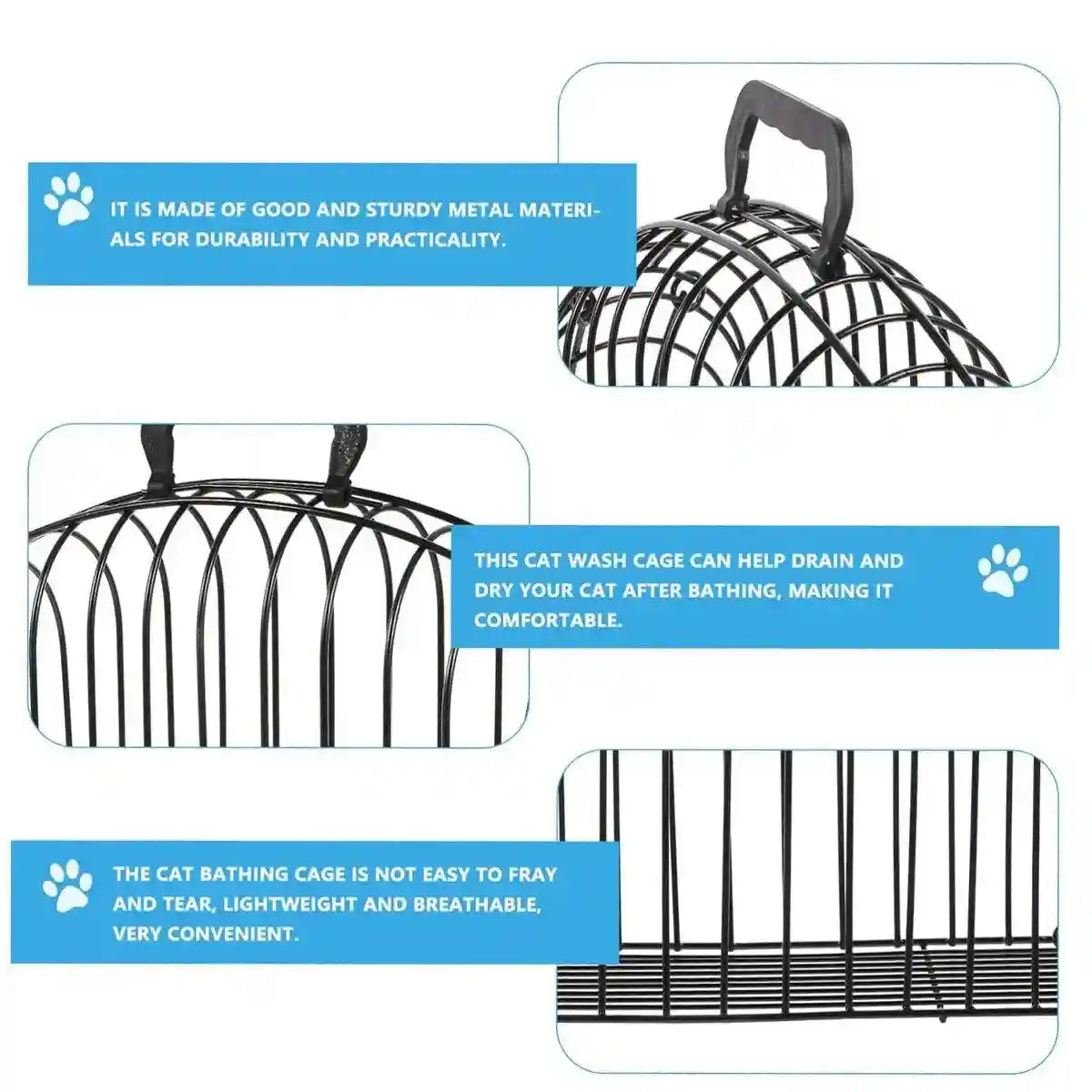 Secure Metal Cat Cage for Grooming and Travel