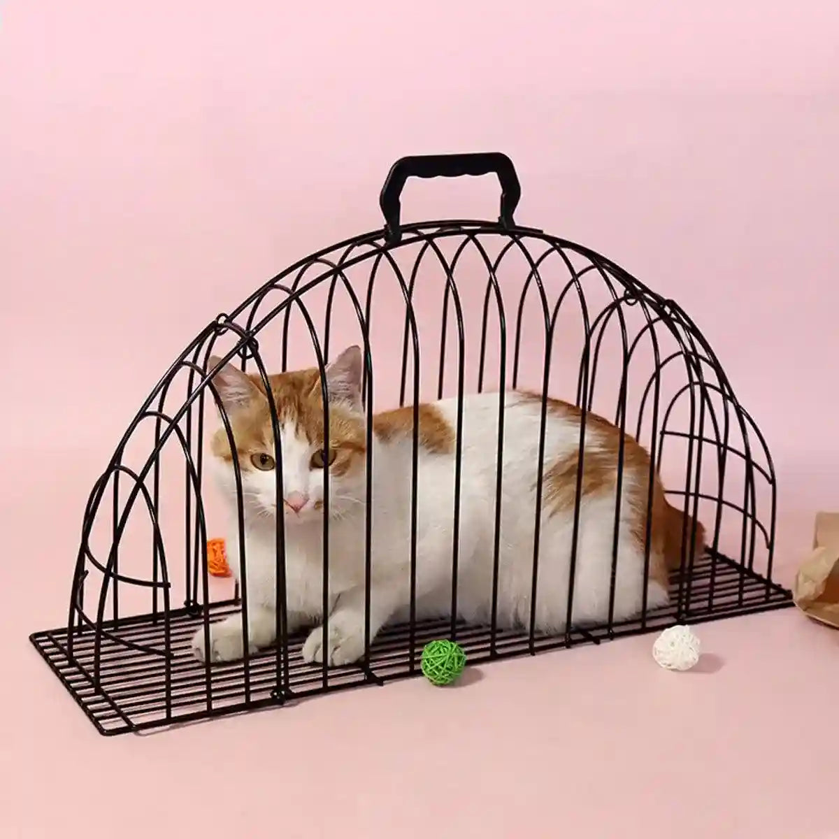 Secure Metal Cat Cage for Grooming and Travel