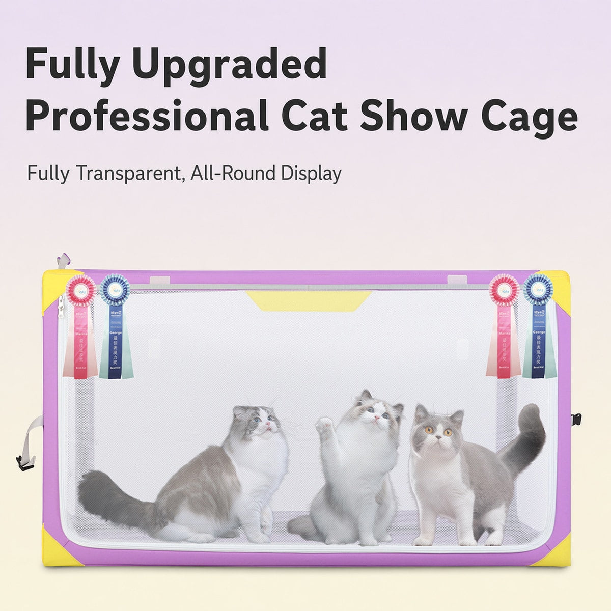 DODOPET Foldable Cat Cage, Portable Transparent Pet Playpen