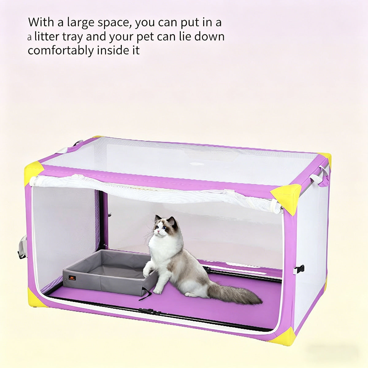 DODOPET Foldable Cat Cage, Portable Transparent Pet Playpen