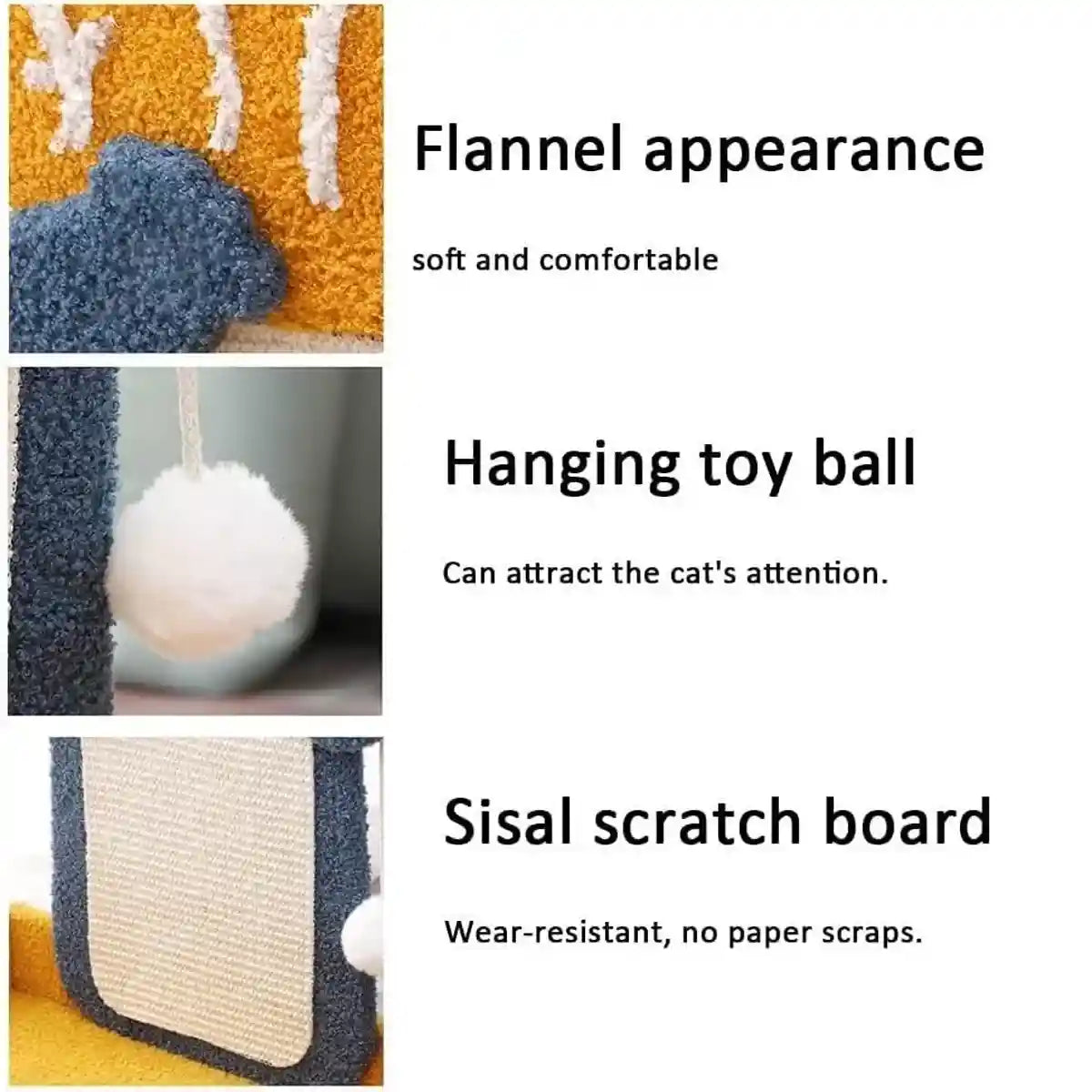 Sisal Cat Climbing Frame with Bed and Interactive Toy Ball