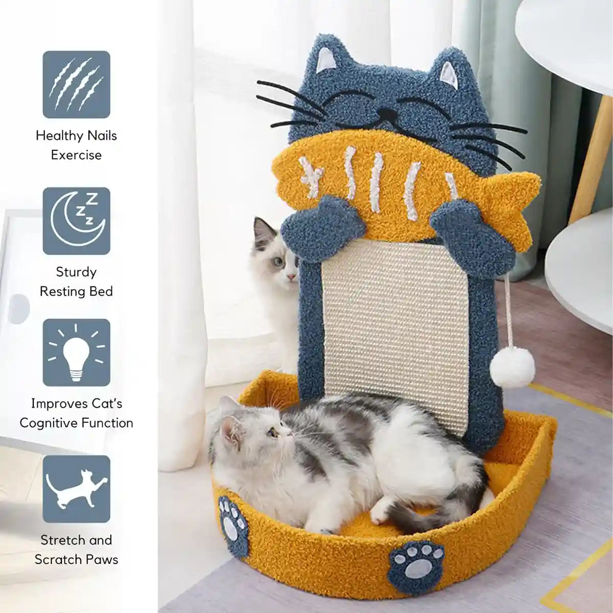 Sisal Cat Climbing Frame with Bed and Interactive Toy Ball