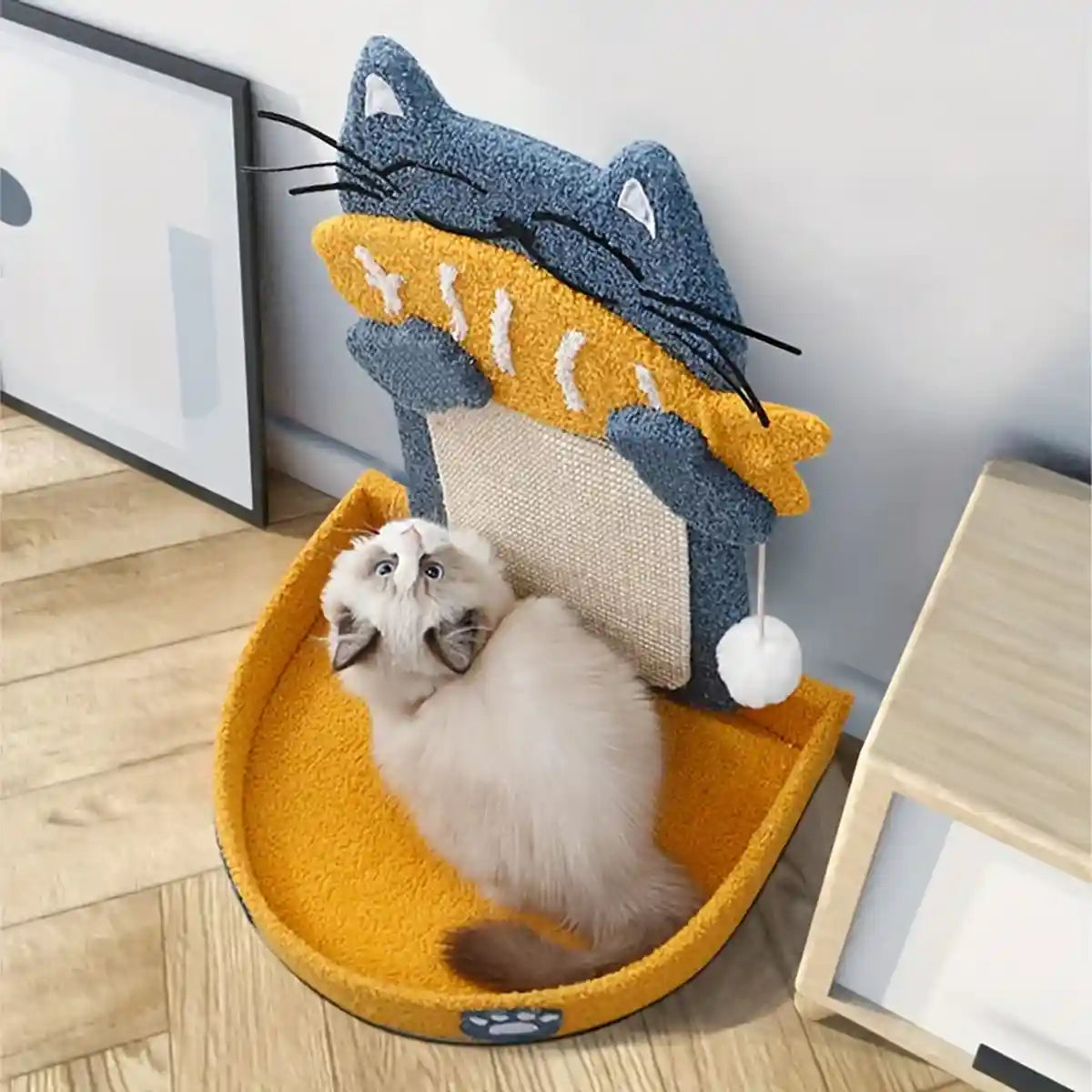 Sisal Cat Climbing Frame with Bed and Interactive Toy Ball