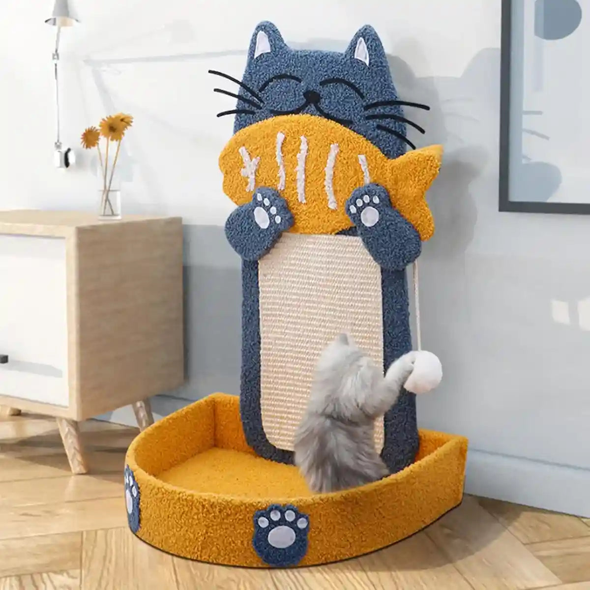 Sisal Cat Climbing Frame with Bed and Interactive Toy Ball