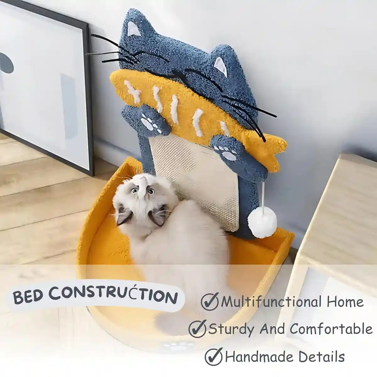 Sisal Cat Climbing Frame with Bed and Interactive Toy Ball