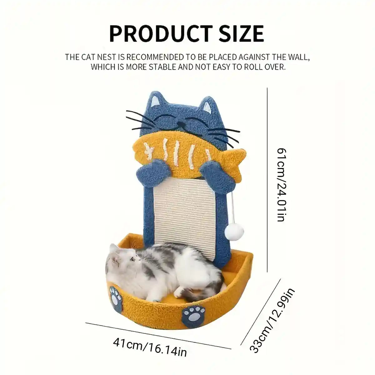 Sisal Cat Climbing Frame with Bed and Interactive Toy Ball