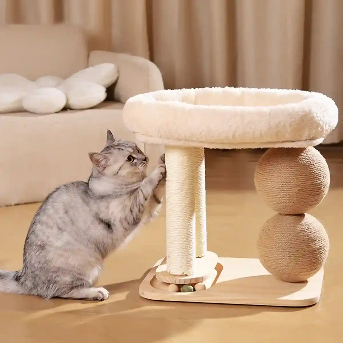 Multifunctional Pet Tower with Cat Climbing Frame and Scratching Posts