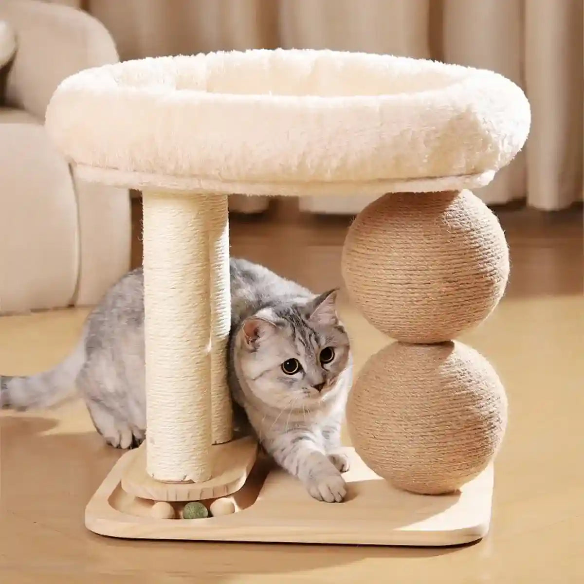 Multifunctional Pet Tower with Cat Climbing Frame and Scratching Posts