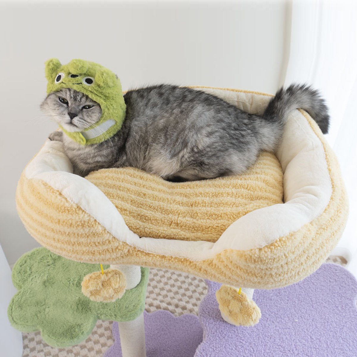 Plush Cat Tree Tower - Large Cat Condo with Hammock & Scratching Post