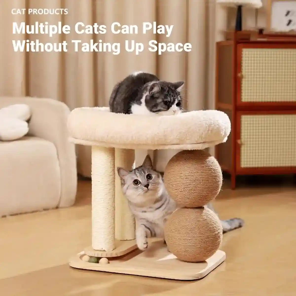 Multifunctional Pet Tower with Cat Climbing Frame and Scratching Posts