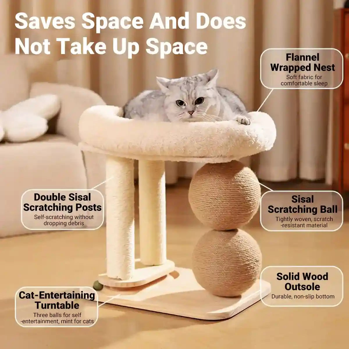 Multifunctional Pet Tower with Cat Climbing Frame and Scratching Posts