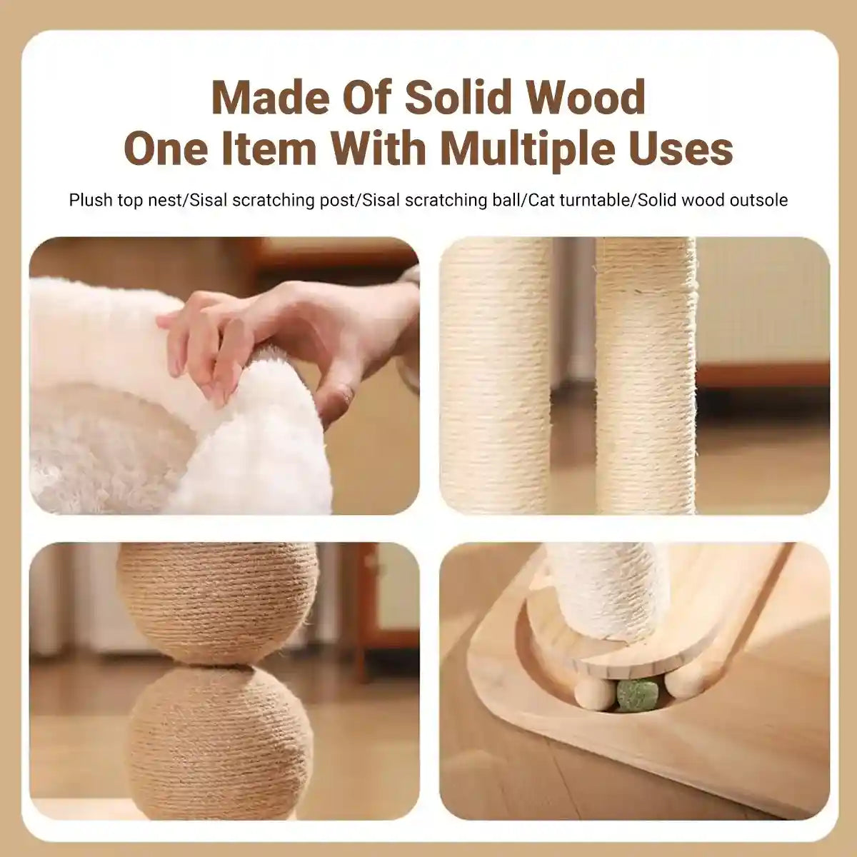 Multifunctional Pet Tower with Cat Climbing Frame and Scratching Posts