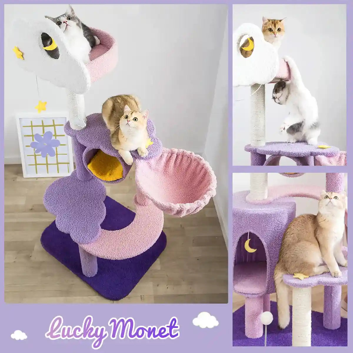 Multilevel Cat Tree Scratching Post with Playhouse and Interactive Toys