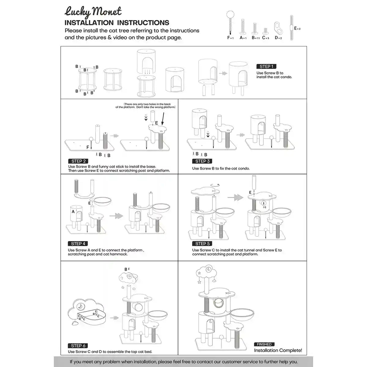 Multilevel Cat Tree Scratching Post with Playhouse and Interactive Toys