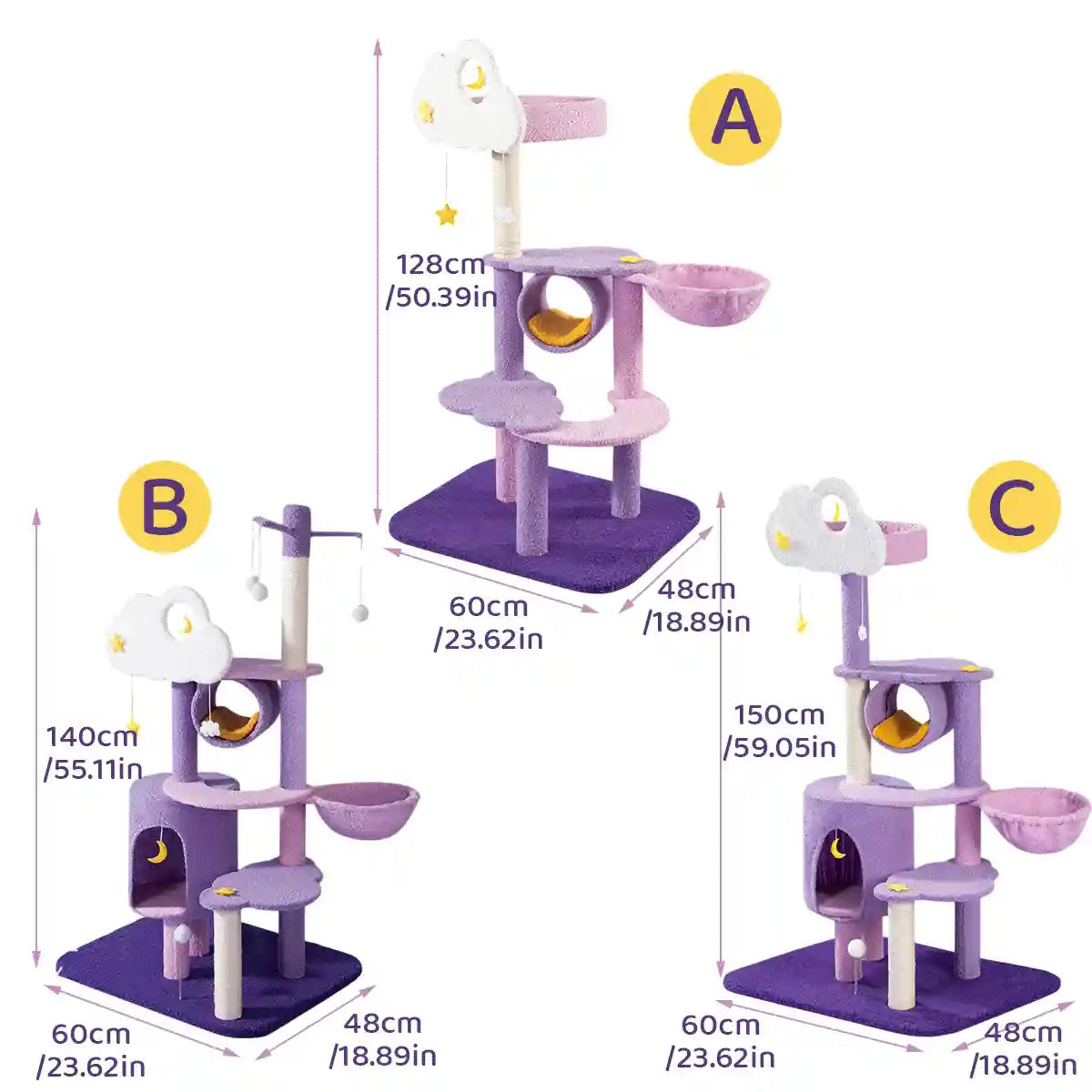 Multilevel Cat Tree Scratching Post with Playhouse and Interactive Toys