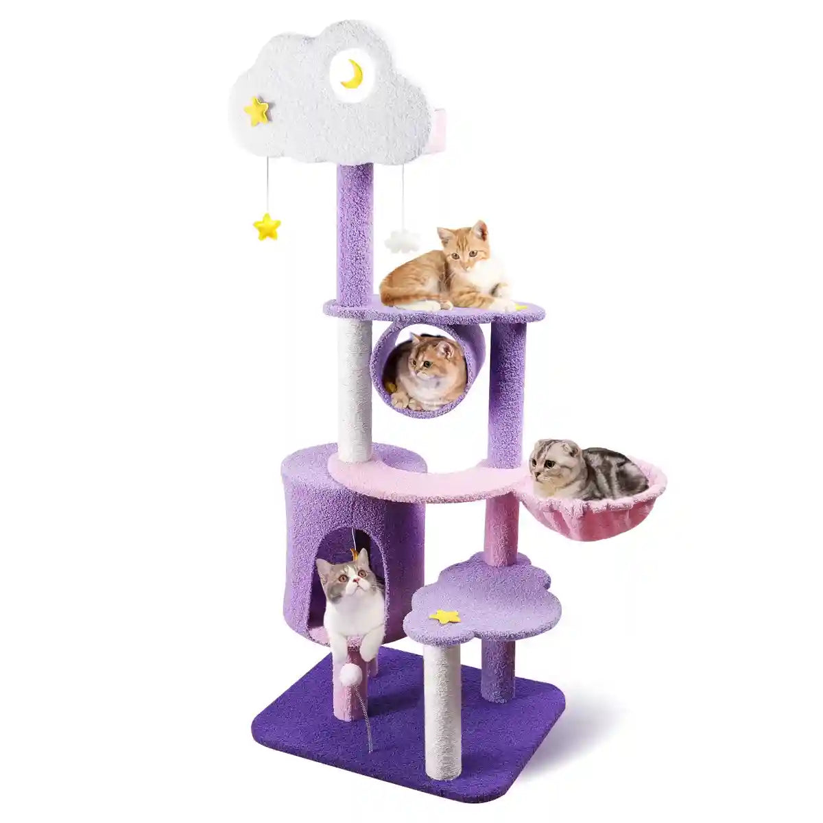 Multilevel Cat Tree Scratching Post with Playhouse and Interactive Toys