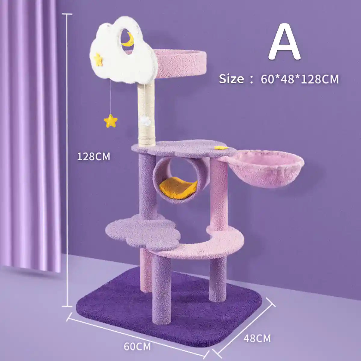 Multilevel Cat Tree Scratching Post with Playhouse and Interactive Toys