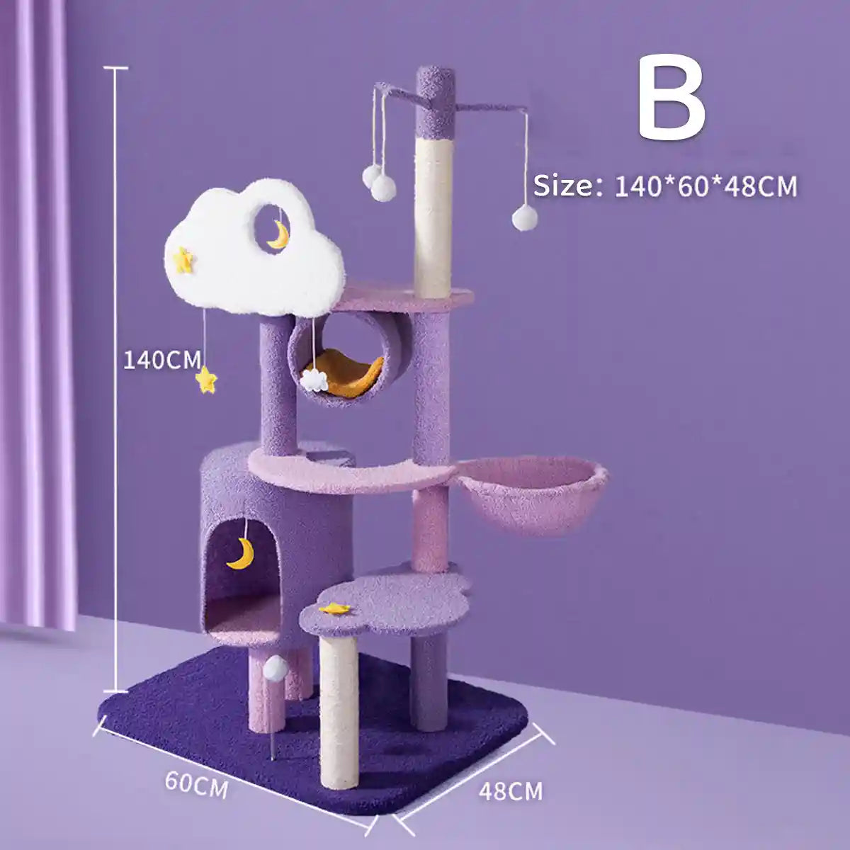 Multilevel Cat Tree Scratching Post with Playhouse and Interactive Toys