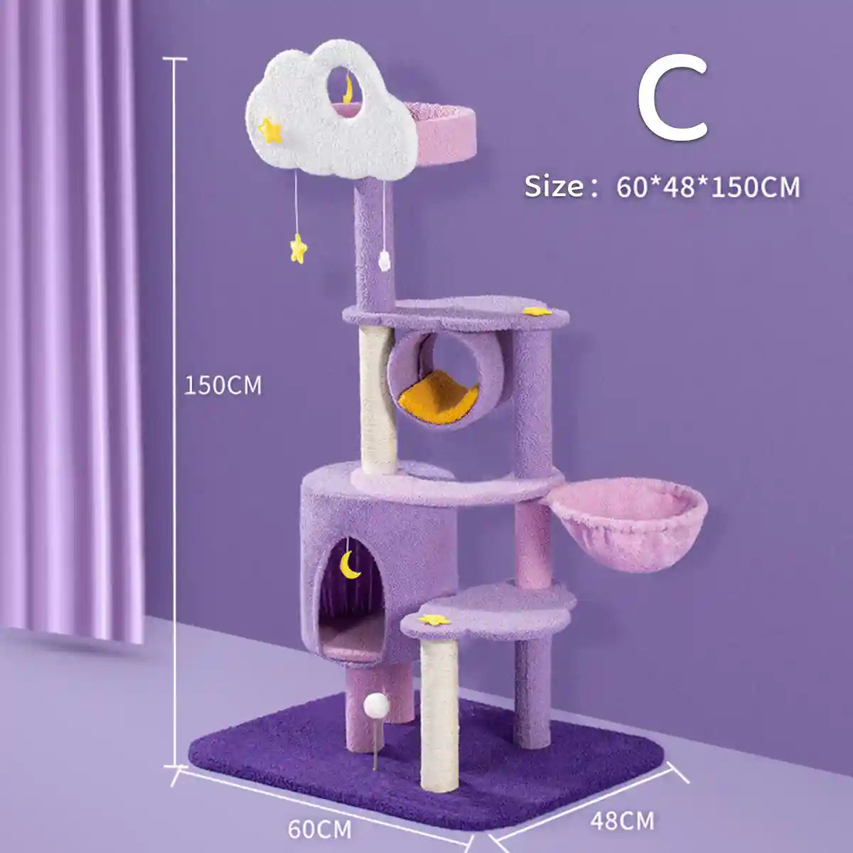 Multilevel Cat Tree Scratching Post with Playhouse and Interactive Toys