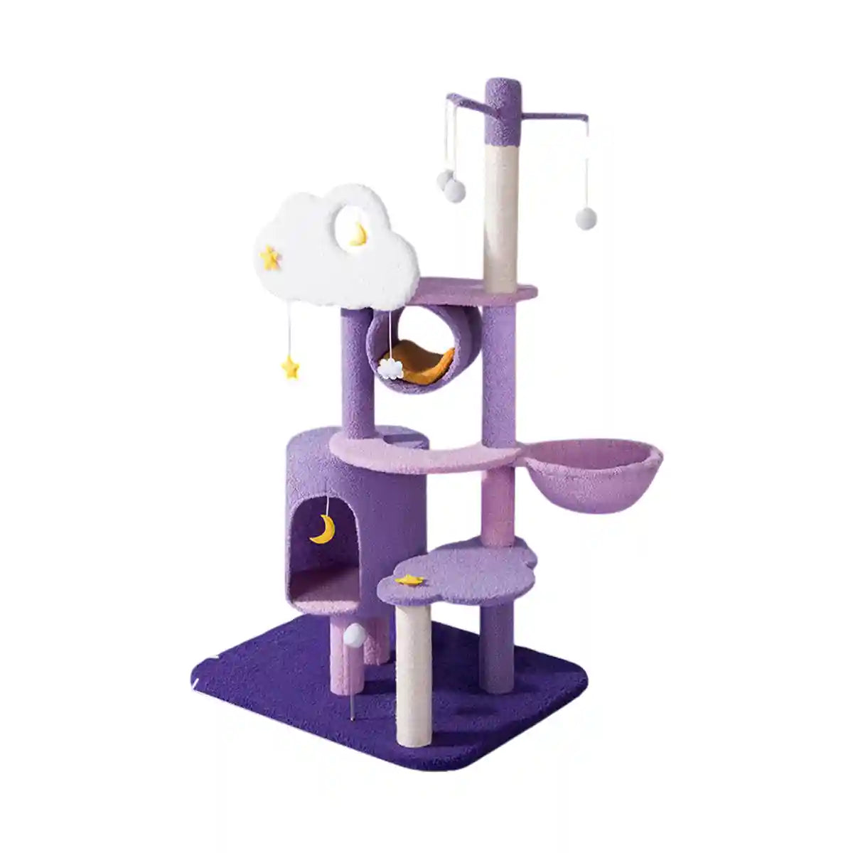 Multilevel Cat Tree Scratching Post with Playhouse and Interactive Toys