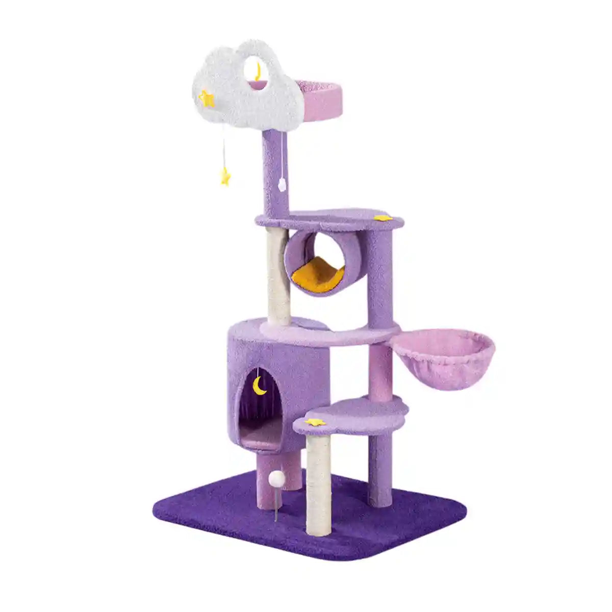 Multilevel Cat Tree Scratching Post with Playhouse and Interactive Toys