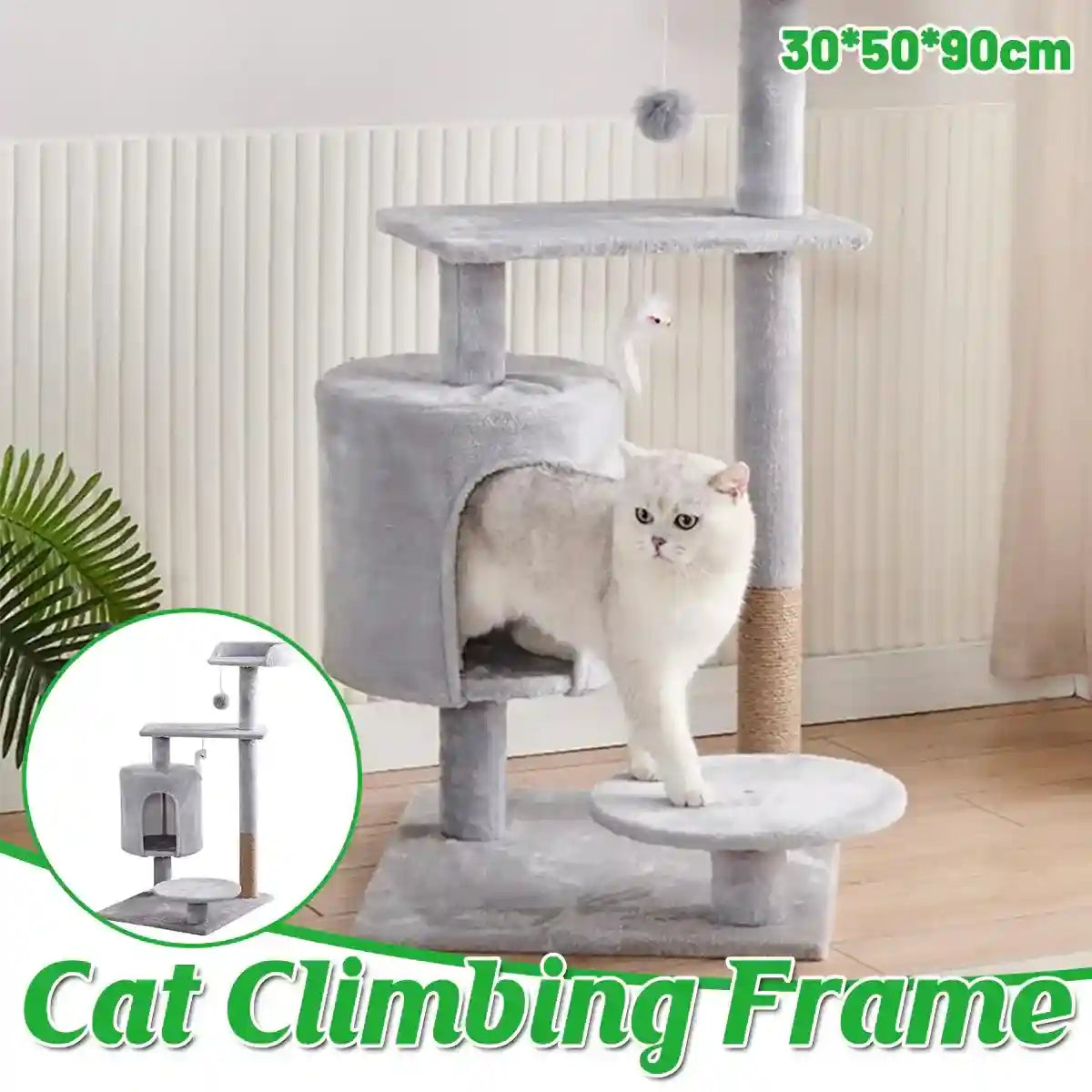 Multi-Level Cat Climbing Frame with Condo and Sisal Scratching Post