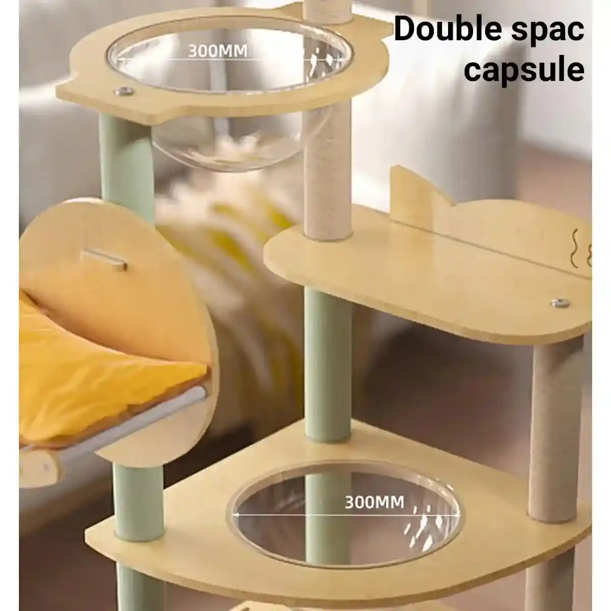 Spacious Wooden Cat Tower for Large Cats with Capsule Beds & Scratching Posts