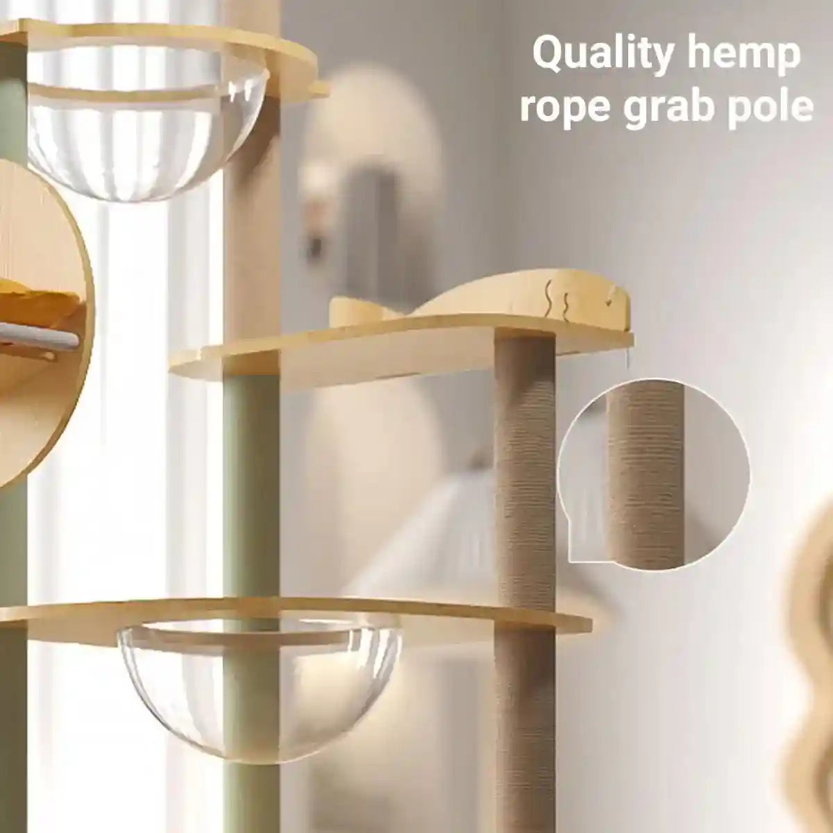 Spacious Wooden Cat Tower for Large Cats with Capsule Beds & Scratching Posts