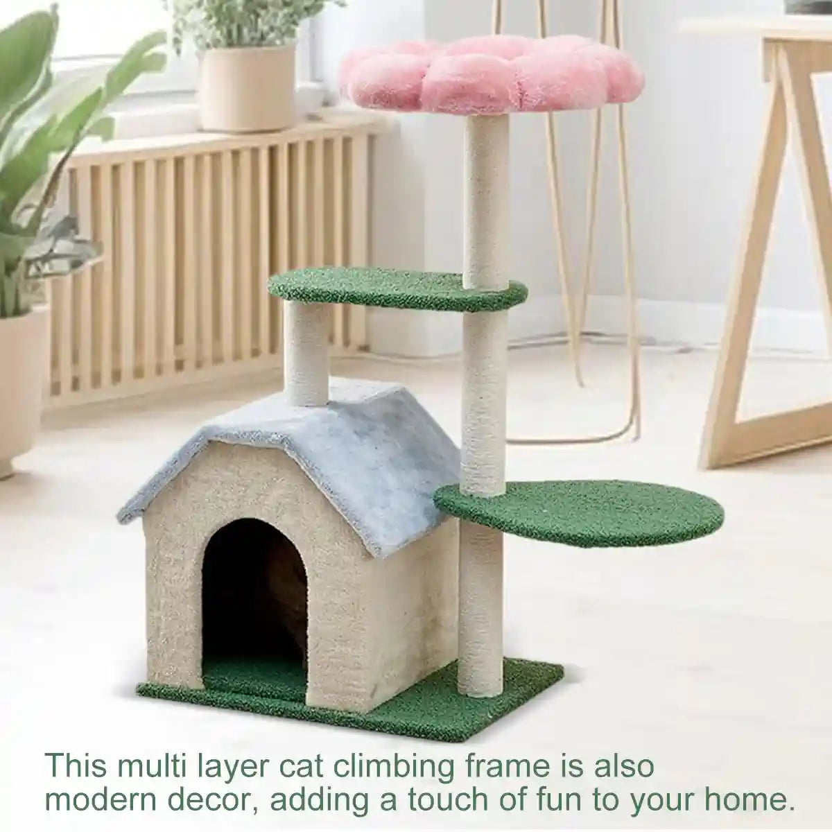 Plush Flower Cat Climbing Tree With Condo Multi-Level Cat Tower