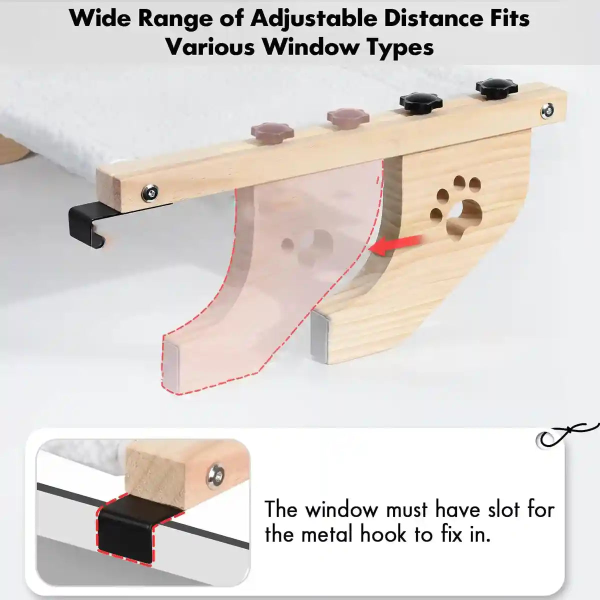 Wooden Cat Hammock Window Perch Comfortable Indoor Bed For Cats