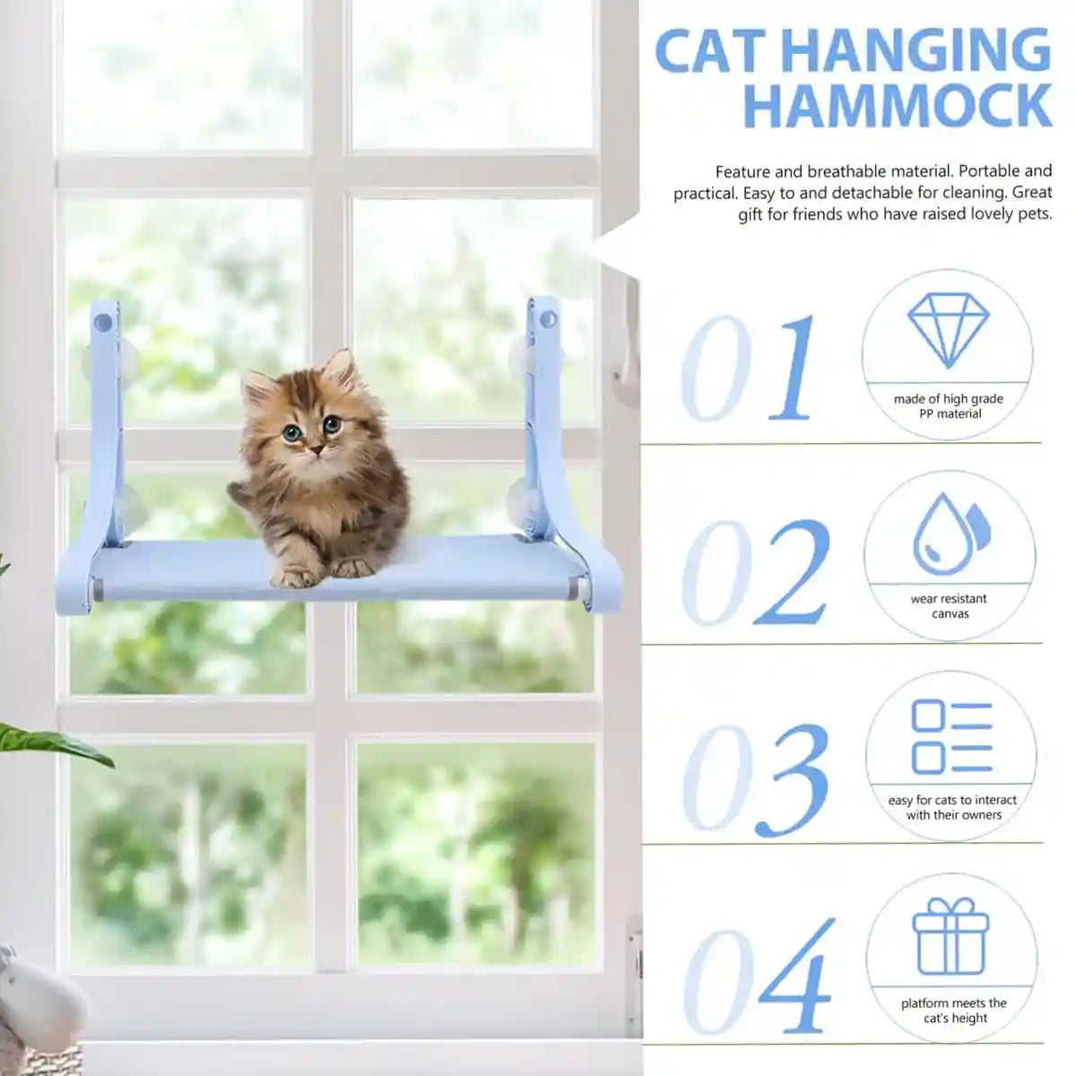 Cat Hammock Window Perch Hanging Cat Bed With Strong Suction Cups