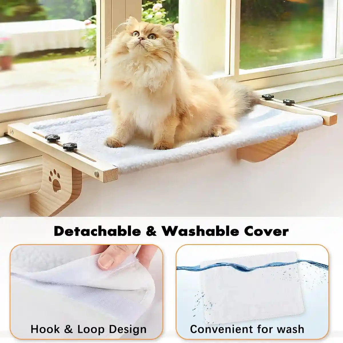 Wooden Cat Hammock Window Perch Comfortable Indoor Bed For Cats