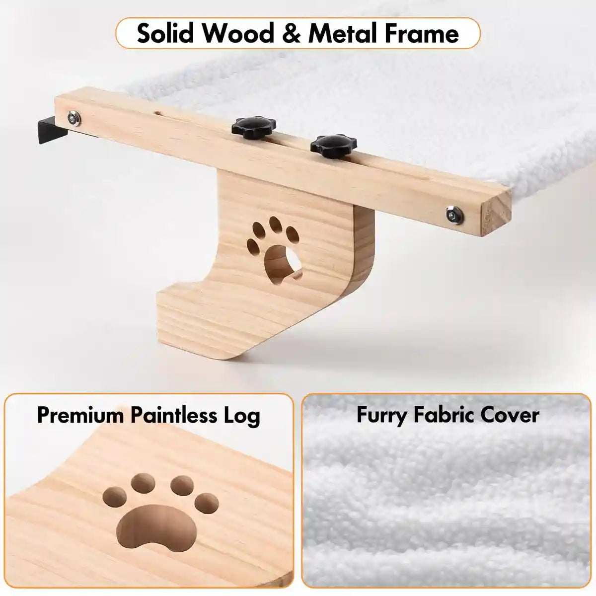 Wooden Cat Hammock Window Perch Comfortable Indoor Bed For Cats