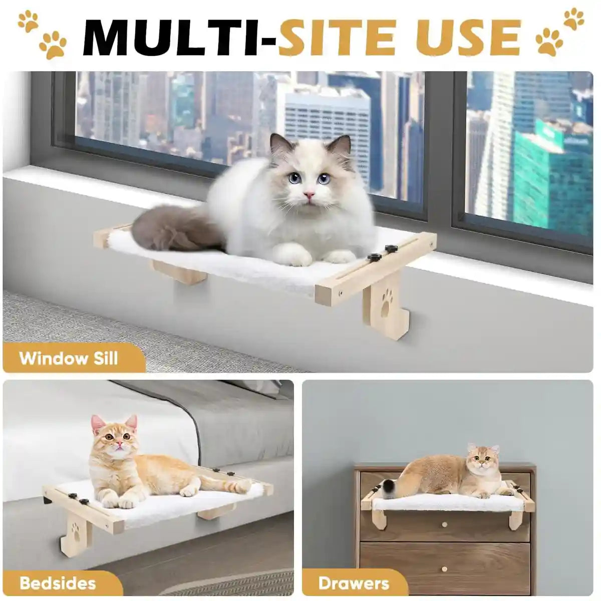 Wooden Cat Hammock Window Perch Comfortable Indoor Bed For Cats