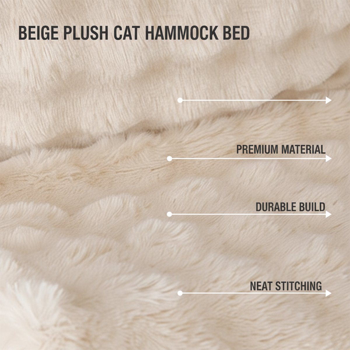 Beige Plush Bedside Cat Hammock with Backrest