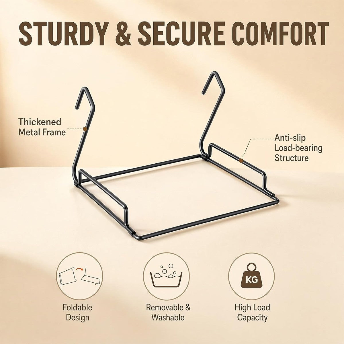 Beige Plush Bedside Cat Hammock with Backrest