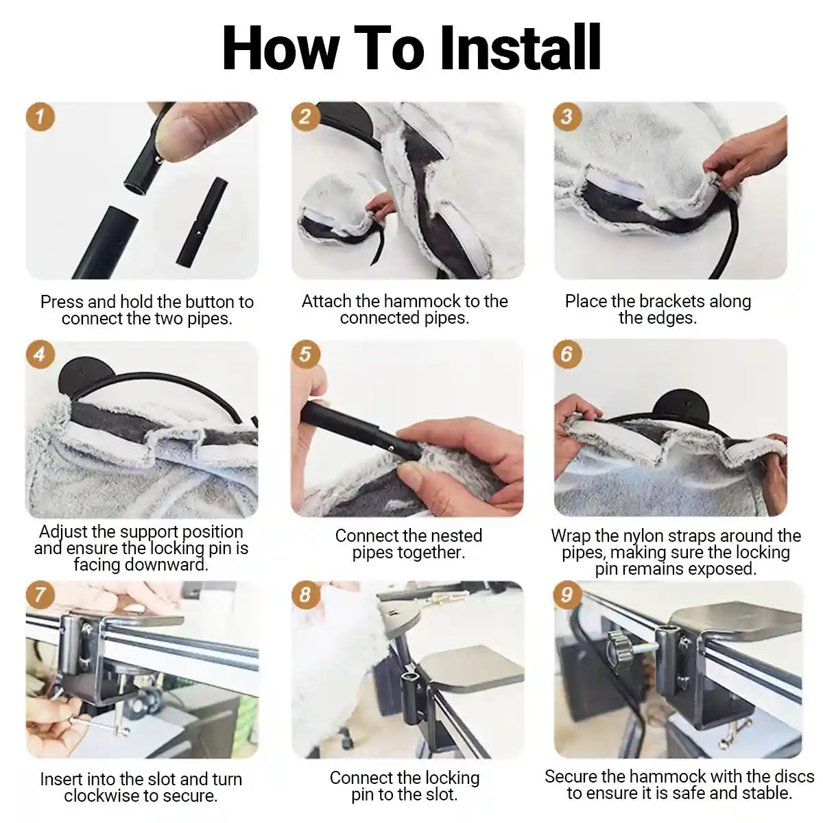 Adjustable Cat Hammock for Desk with Soft Faux Rabbit Fur