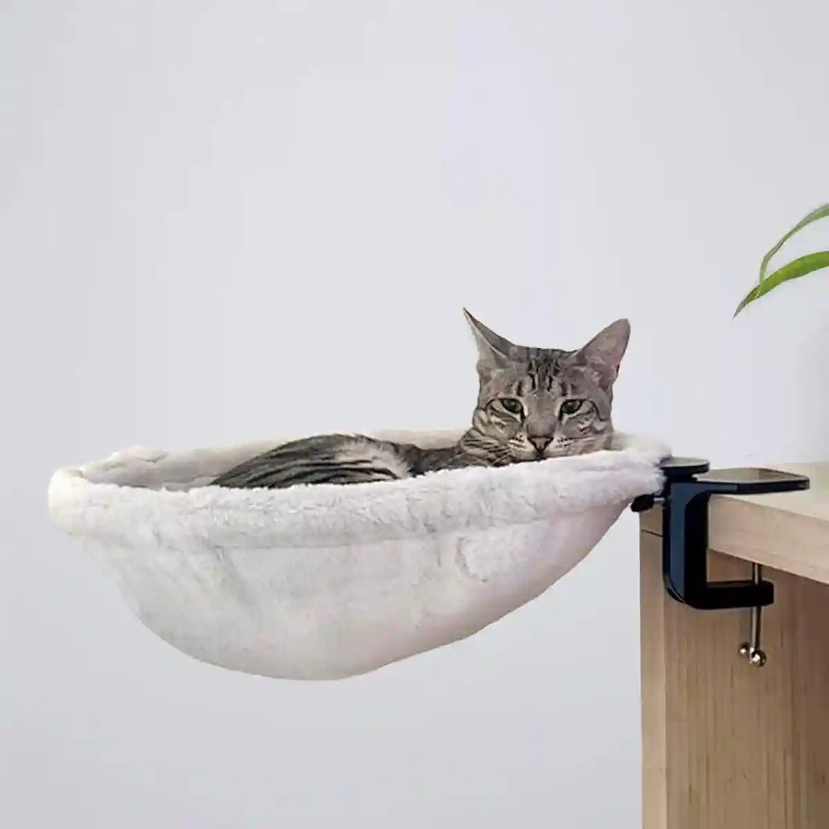 Adjustable Cat Hammock for Desk with Soft Faux Rabbit Fur
