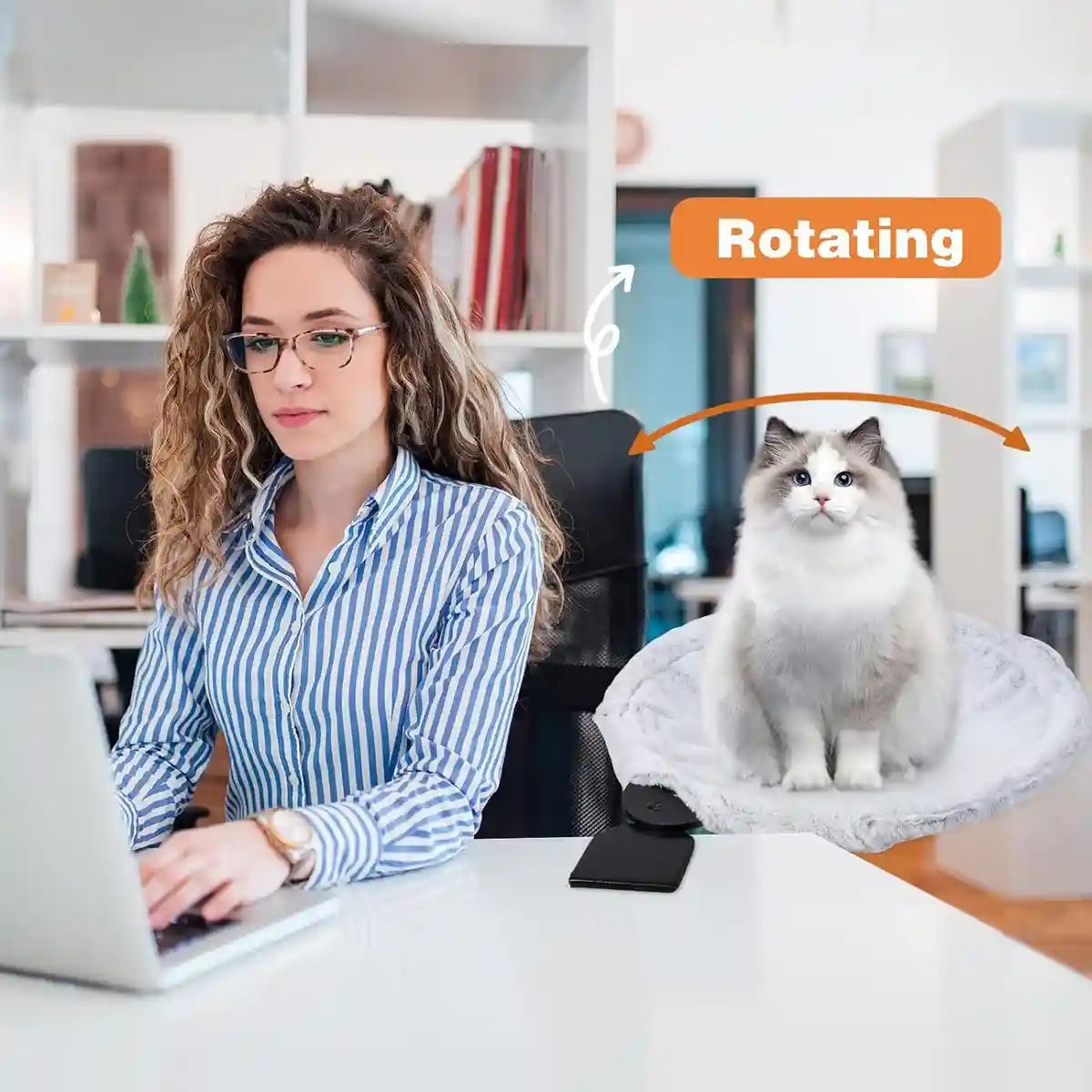 Adjustable Cat Hammock for Desk with Soft Faux Rabbit Fur