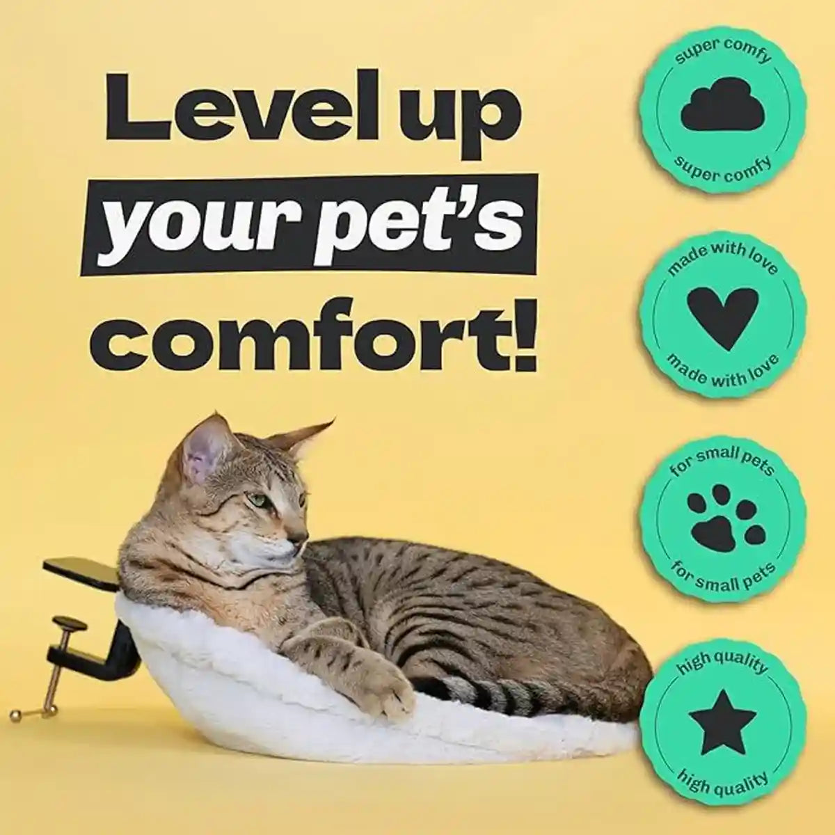 Adjustable Cat Hammock for Desk with Soft Faux Rabbit Fur